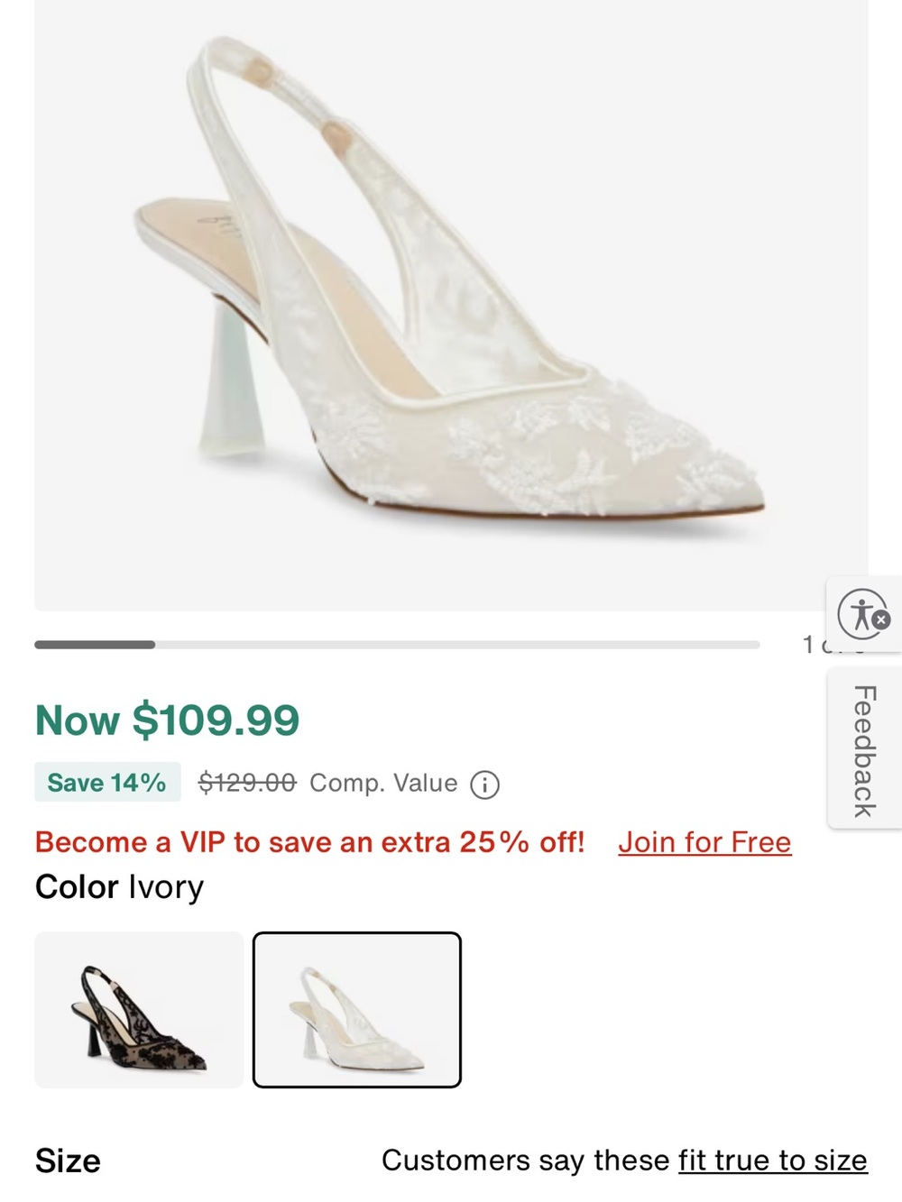 Betsy Johnson Ivory Lace Slingback Pointed Toe Heels